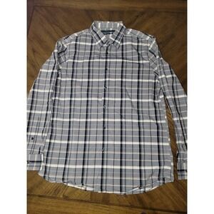 Perry Ellis Mens Slim Fit Plaid Button Down Shirt Long Sleeve Size L